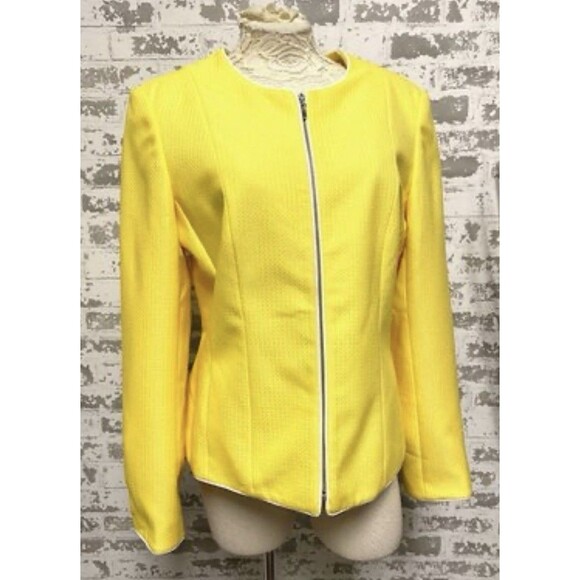 John Meyer Collection Vibrant Yellow Zip Front Blazer Sz‎ 14 - Picture 1 of 6